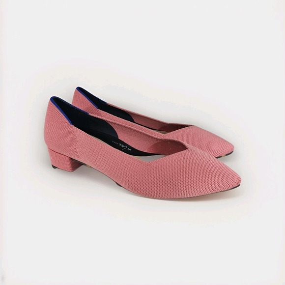 Rothy’s Shoes - Rothy's The Block Heel Womens 8 Coral Knit Pointed Toe Heel Shoes Office Light